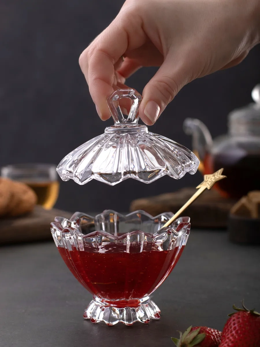 Aura Of Bohemia Ev Ve Mutfak İçin Cam Kapaklı Ve Kaşıklı Şekerlik 246031998 Beyaz