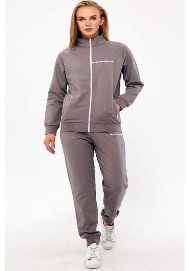 Trendhill Vizon Kadın İkiiplik Büyük Beden Eşofman Takım Edy5532v Vizon