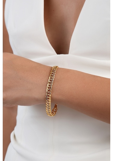 14 Ayar Altın Unisex Spor Günlük Bileklik Sarı Altın