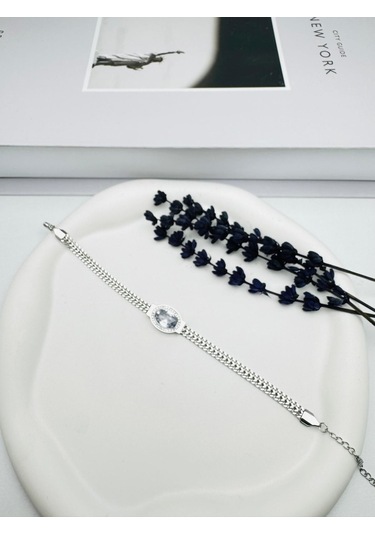 Baget Taş Detaylı Çelik Bileklik Gümüş Blk 268 Çok Renkli