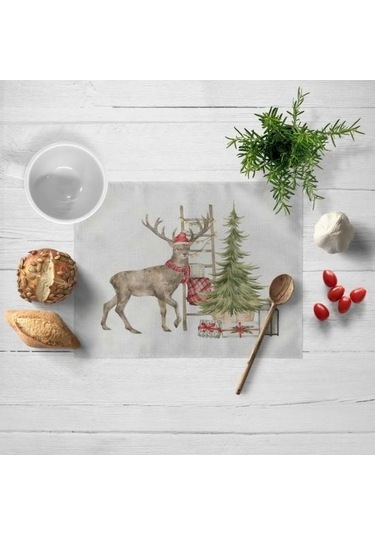 Noel Servis Altlığı Uygun Keten Mat Şenlikli Ev Dekorasyonu İçin Dayanıklı Şık Şeffaf Baskı Masası N Diğer