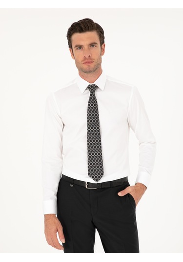 Cacharel Beyaz Slim Fit Pamuk Klasik Gömlek