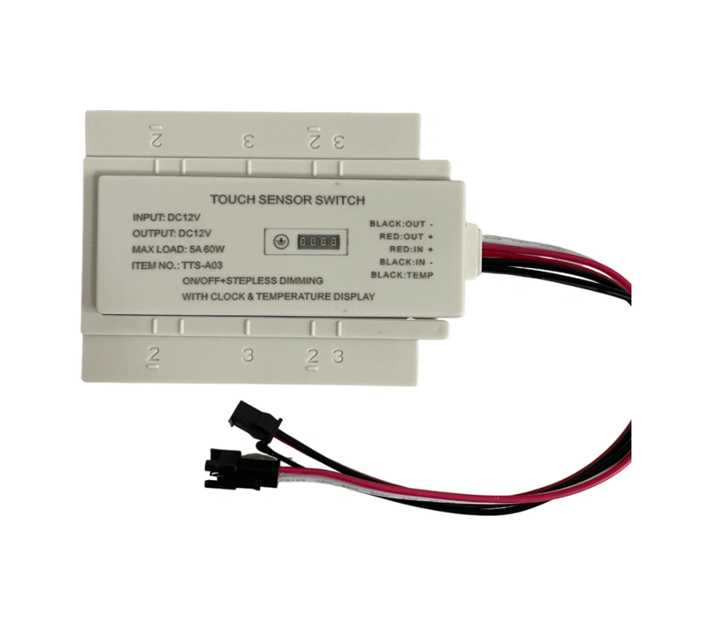 12 Volt Dokunmatik Touch Ayna Arkası Sensör Saat Termometre Beyaz