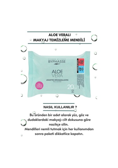 Byphasse Aloe Veralı Makyaj Temizleme Mendili Hassas Ciltler 20'li