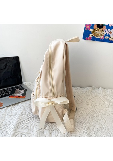 Geeksen Nylon Rüzgarlı Desenli Çok Bölmeli Askılı Çanta - Bej 30x15x40 Cm, 0.42 Kg Bej