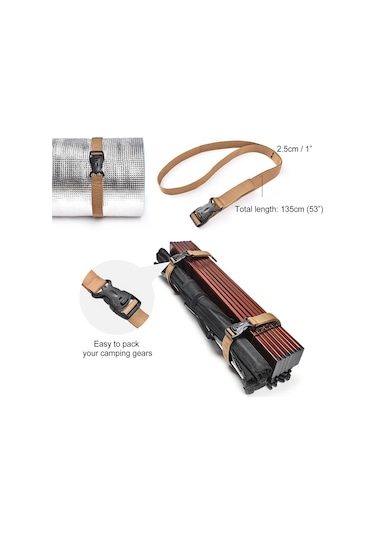 Padalink Kahverengi Kamp Turizm Paketleme Kayışları - 4 Adet 135x2.5cm Pp Kumaşlı Taşıma Bağlama Aletleri