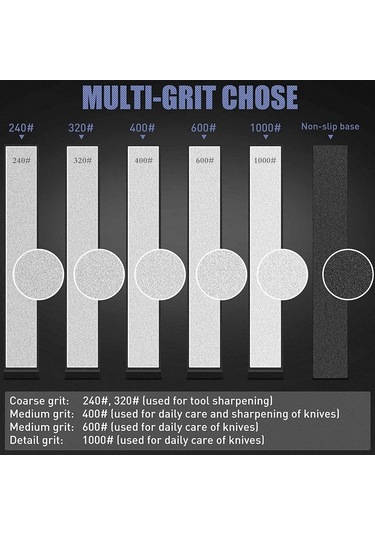 Ximistore9 Mutfak Bıçak Taslağı Seti 5 Parça: 240/320/400/600/1000 Tane, Tabanlı Zımpara Taşları Diğer