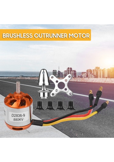 Kosona D2836-9 880kv Bakır Rengi Sabit Kanat Uçak Modelleri İçin Brushless Motor