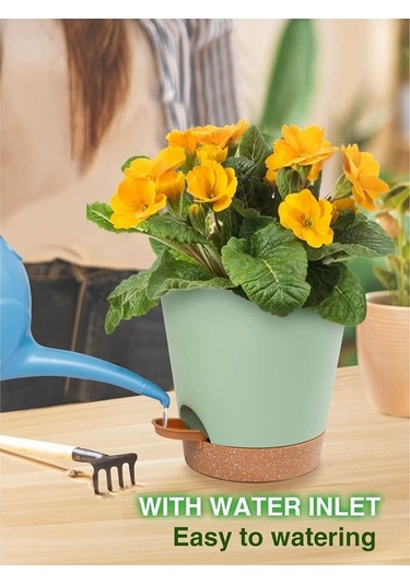 Ulzyvf Yeşil Sulama Saksıları, Paket Otomatik Kapalı İnç İçin Bitkiler 6.5 Vi