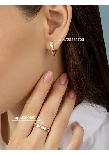 Veronika 925 Ayar Gümüş Küpeler, Altın Kaplama Ve Zirkon Taşlarıyla 135562705 Altın