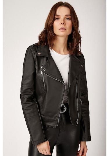 Bigdart 1025 Suni Deri Biker Ceket - Siyah 001