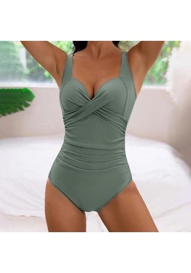 Kadın Monokini V Yaka Askılı Kolsuz Tek Parça Mayo Ayarlanabilir Askılı Sırtı Açık Yüksek Bel Mayo Siyah