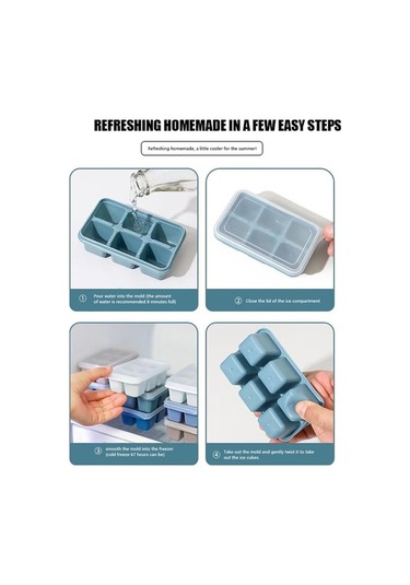 Besthome1 6 Bölmeli Mavi Silikon Buzluk, Kapağı Var, Kolay Çıkarım, Dondurucu Taşı, Gıda Seviyesi, Ev Ve Bar İçin Çok Renkli Çok Renkli