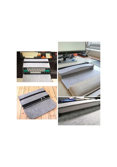 Koyu Gri Çevre Birim Çantası Bilgisayar Koruyucu Kapak Klavye Taşıma Çantası Klavye Çantası Keçe Çanta Klavye Paketi 37x17x4cm
