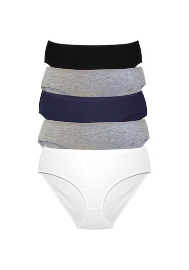 Alya Underwear Kadın Pamuklu Hipster - Slip Külot 5 Farklı Renk 1 Pakette Multicolor -p12