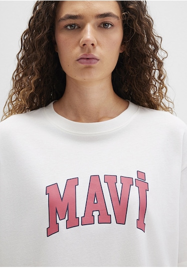 Mavi - Mavi Logo Baskılı Beyaz Tişört 1600843-80194 Beyaz