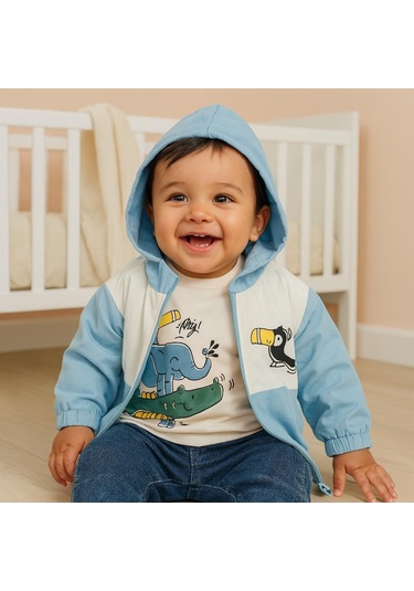 Şaşkın Papağan Fermuar Yağmurluklu Mevsimlik 3lü Takım Mavi