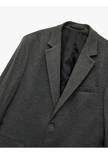 Koton Slim Fit Kapaklı Cep Detaylı Uzun Kollu Mono Yaka Blazer Ceket Antrasit 6wam50008hk Antrasit