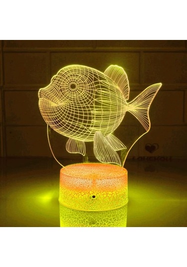 Goldenqian 3d Balık Gece Işığı Lambası Illusion 7 Renk Değiştirme Dokunmatik Anahtarı Masa Masa Dekorasyon Lambaları Akrilik Düz Abs Taban Usb Kablosu Oyuncak İle Hediye 0vdkyx Siyah