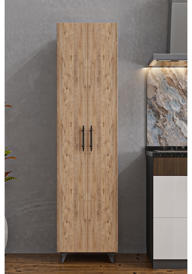 Ae-3085 Selen Çok Amaçlı Çam Dolap 7 Raflı, 2 Kapaklı Mutfak