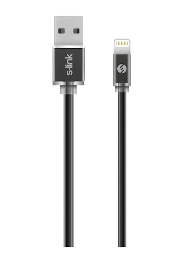 S-Link Swapp SW-C603 1m 2A Apple iPhone Uyumlu Lightning Siyah Şarj Kablosu