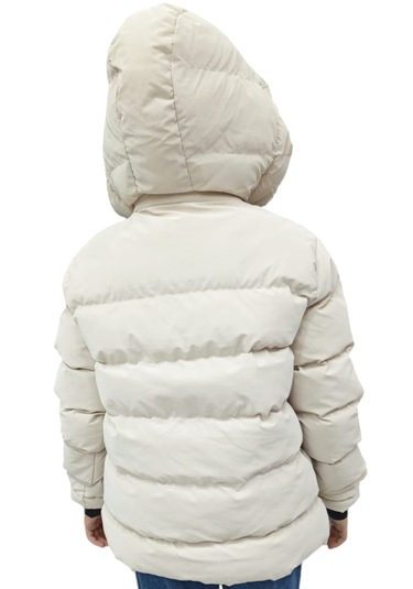 Kız Çocuk /Erkek Çocuk Fermuar Cepli Kapüşonu Çıkabilen İçi Peluş Astarlı Bej Renk Mont