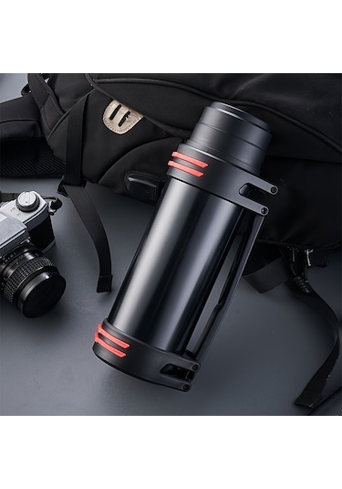 Açık Havada Seyahat Ve Ev İçin Büyük Kapasiteli Yalıtım Termos 1 L Siyah