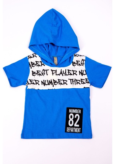 Erkek Çocuk Tshirt Kapşonlu Baskılı A21 Mavi