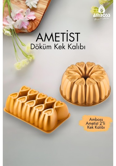 Ametist 2 Parça Döküm Kek Kalıbı Gold Gold