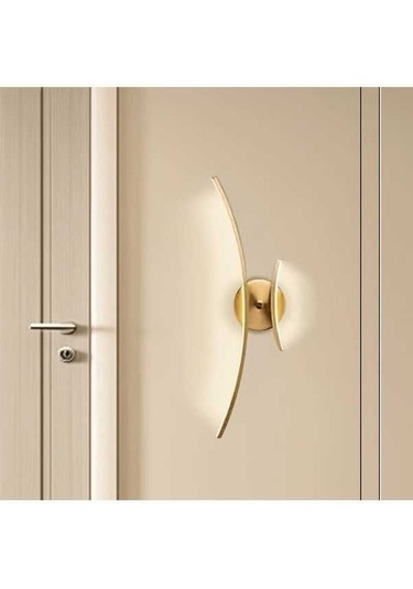 Fastbuy Dream011 Modern Minimalist Altın Led Duvar Lambası, Karartılabilir 3 Renk Sıcaklığı, Yarı Gömme Tasarım, Ev Dekoru İç Altın