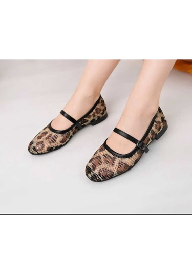 Leopar Süet Şık Günlük Ortopedik Tabanlı Kadın Babet Leopar Siyah