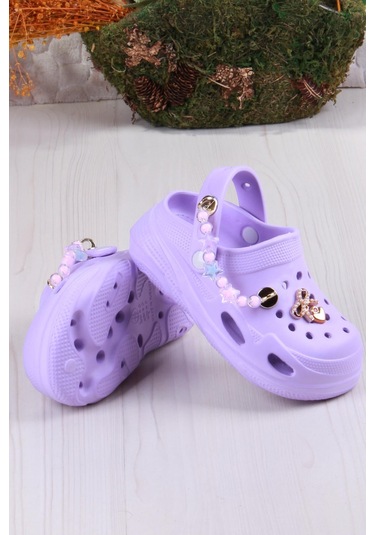 Fort Clx 6990 Plaj Deniz Havuz Terliği Hafif Rahat Esnek Kız Çocuk Terlik Mor