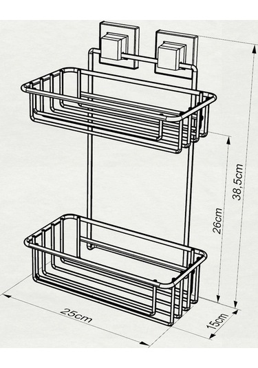 Banyo Köşe Rafı Kendinden Yapışkanlı 2 Katlı Easyfix Siyah S256 Siyah