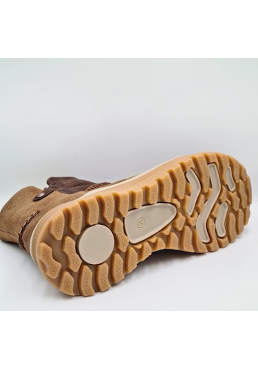 Mammamia D25kb-4090 Kahve Fındık Nubuk Hakiki Deri Kadın Günlük Fermuarlı Bot Kahve