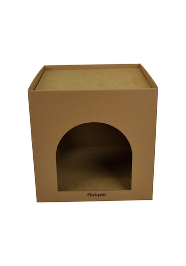 Box 1 Cube Karton Kedi Tırmalama Doğal