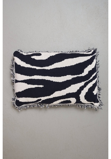 Peraluna Zebra Pıllow %100 Organik Pamuk Triko Yastık Kılıfı 60x40 Cm Lacivert - Lacivert