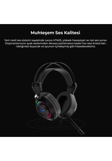 Lecoo HT405 3.5 MM Jack + USB Kablolu RGB Kulak Üstü Gaming Kulaklık