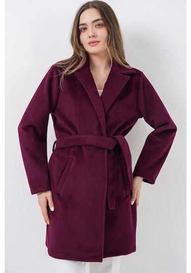 Bigdart Kadın Kuşaklı Kaban 9171 - Bordo