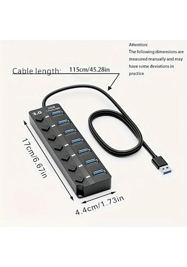 Xuweiwei 7 Portlu Usb Genişletici Macbook Dizüstü Bilgisayar Surface Pro Ps4 Flash Sürücü Harici Disk İçin Usb Hub 3 0 7 Port Splitter
