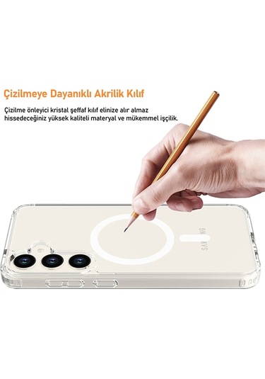Samsung Galaxy Uyumlu S24 Plus Kılıf Magsafe Özellikli Şeffaf Silikon Kapak