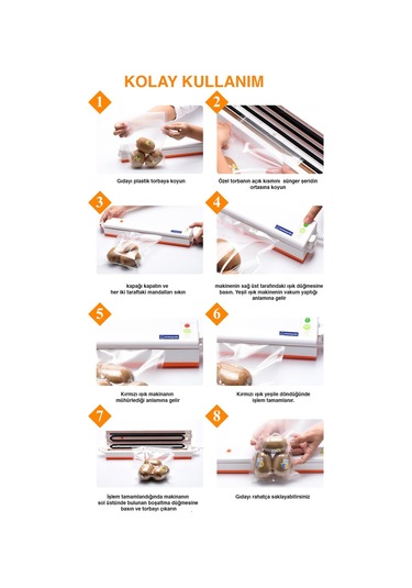 Küchenpratic Ev Tipi Elektrikli Vakum Makinesi - 10 Torba Mavi