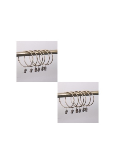 1/2/3/5 12 Adet Perde Halkası Kancası Klipsli Gözlü Taşınabilir Gümüş 30mm 2'li Set Diğer