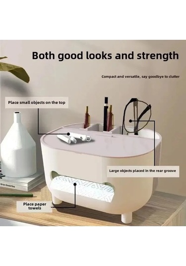 Besthome1 Küçük Ev Sehpası İçin Multifonksiyonel Plastik Tüp, Kağıt Havlu Ve Uzaktan Kumanda Kutusu, Modern Pembe Tasarım