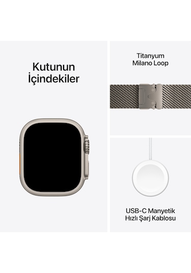 Apple Watch Ultra 2 GPS + Cellular 49 MM Titanyum Kasa Titanyum Milano Loop Large Akıllı Saat (Apple Türkiye Garantili)