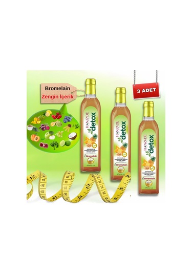 Hanzade Bitkisel Ananaslı Detox Şurubu Bromelain 3 x 475 ML