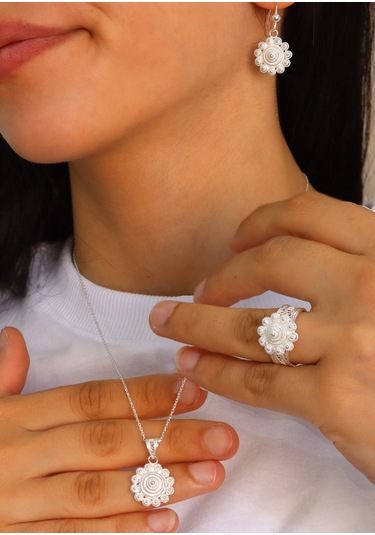 Bereket Model 925 Ayar Gümüş Telkari Kadın Üçlü Set 201024674 Gümüş