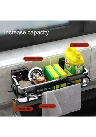 Geeroyoo Çok Amaçlı Banyo Askılığı: Paslanmaz Çelik Duvar Montajlı Lavabo Organizatörü 30.5x13x5.5cm Siyah