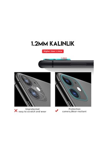 Apple Uyumlu iPhone 11 Pro Kamera Lens Koruma Camı Şeffaf