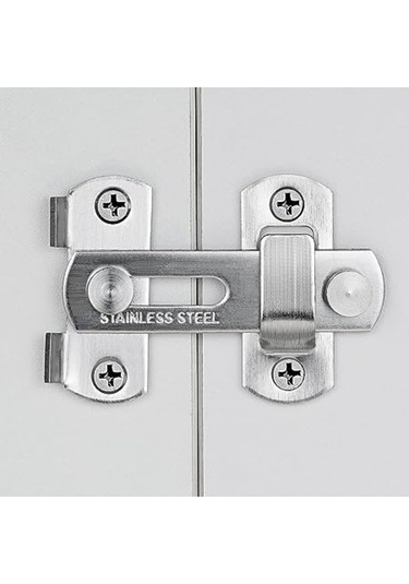 Prestigegoods Ahır Kapısı Mandalı 2.75x2 İnç Fırçalı Nikel Paslanmaz Çelik Katlanır Kapı Kilidi Sürgülü Kilit - Gümüş Gümüş