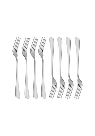 Fosenze 18/10 Çelik 8 Adet 20 Cm Uzun Saplı Yemek Çatalı Seti - Dayanıklı, Taze Koruyucu, Yıkama Makinesine Uygun Gümüş